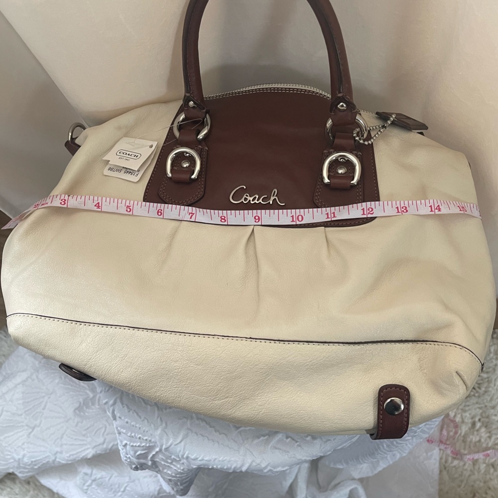 NWT Coach Ashley Leather Satchel Purse Bag White/Bark $698 - Picture 8 of 10